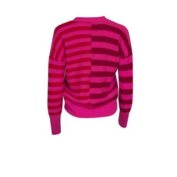 Cocoa Cashmere - Pink & Red Striped Star Button Cardigan Sz S - Picture 3 of 3